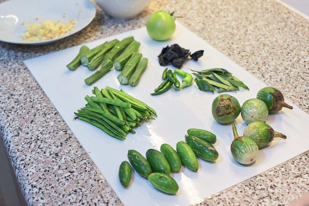 Vegetables prepped for a Sindhi kadhi. |Ming Tang-Evans