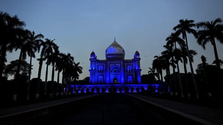 Delhi’s Safdarjung Tomb turns blue on Autism Awareness Day. ‘Making the invisible visible’