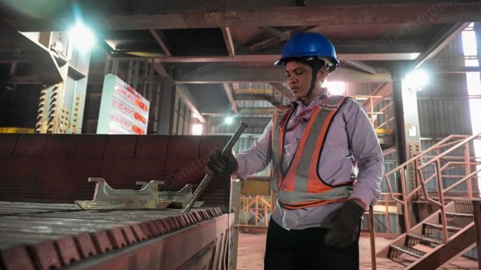 Manju Jivan Tima busy at work in the Lloyds Metals and Energy Limited iron ore and pellet factory in Gadchiroli | Suraj Singh Bisht | ThePrint