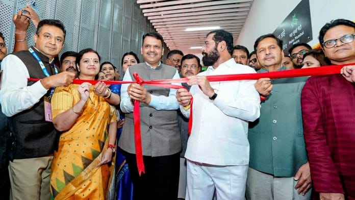 Maharashtra Chief Minister Devendra Fadnavis inaugurates the Metro Line 9: Dahisar (East) to Kashigaon (Phase-1), in Mumbai on Tuesday. Deputy Chief Minister Eknath Shinde also present | Source: @CMOMaharashtra X/ANI