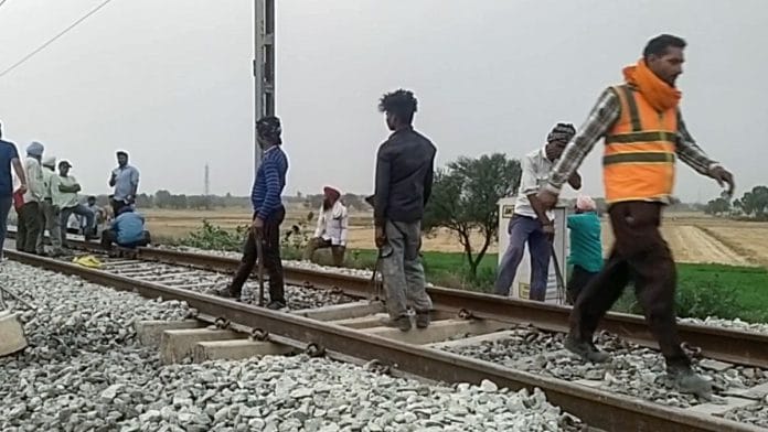 A view of a railway track where detonation was attempted at Rajpura, Patiala on Tuesday | ANI video grab
