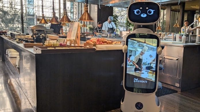 Roseate’s robot doesn’t have a name yet, but its animated eyes have become popular among guests | Photo by special arrangement