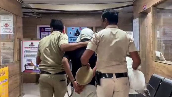 Accused Rahul Meena being brought to Amar Colony Police Station in Delhi on Thursday | ANI