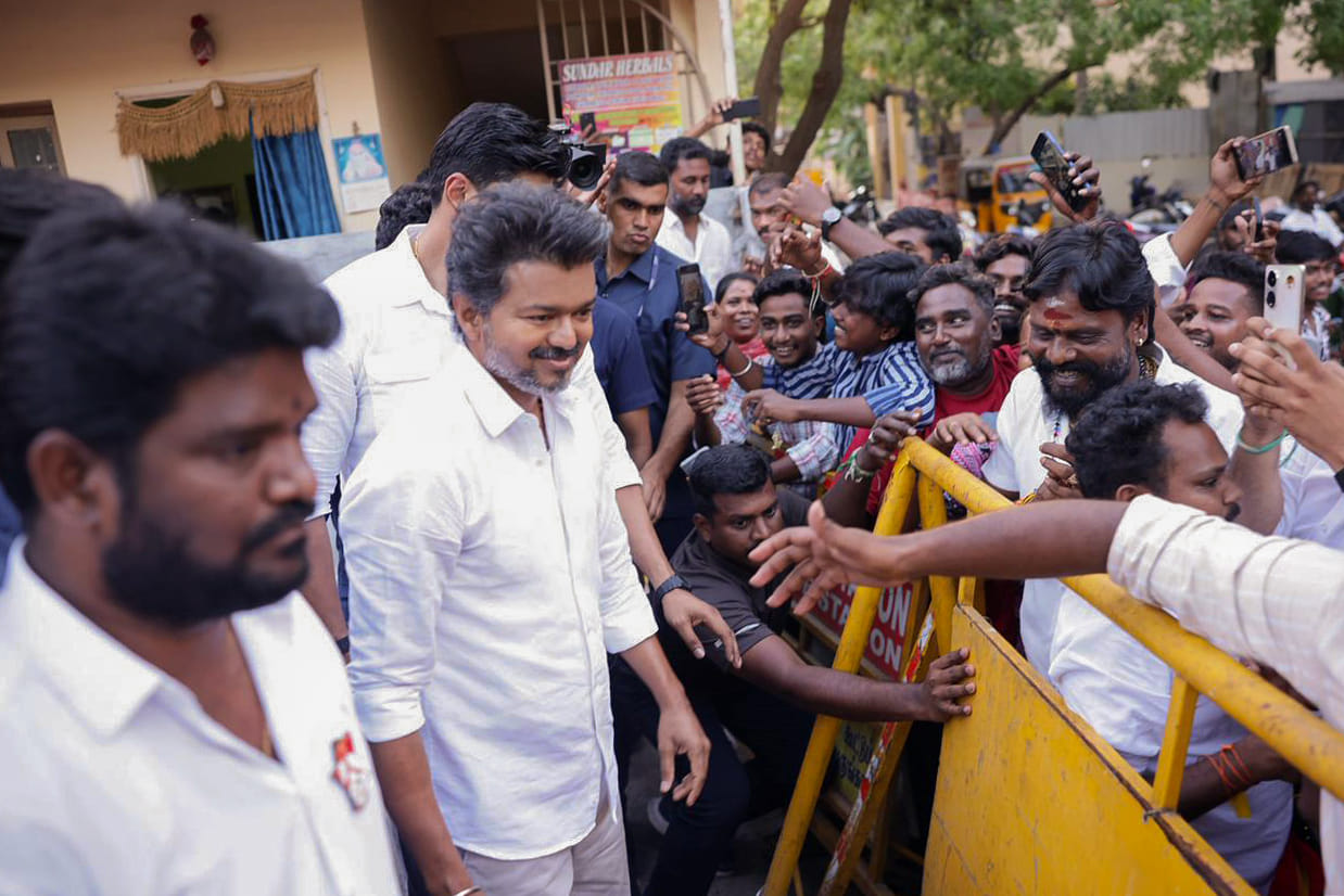 TVK chief Vijay campaigning in Perambur last week | @TVKHQITWingOffl X/ANI