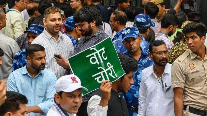 Opposition MPs were stopped and detained while marching towards the Election Commission office in New Delhi | File photo: Ankit Roy | ThePrint
