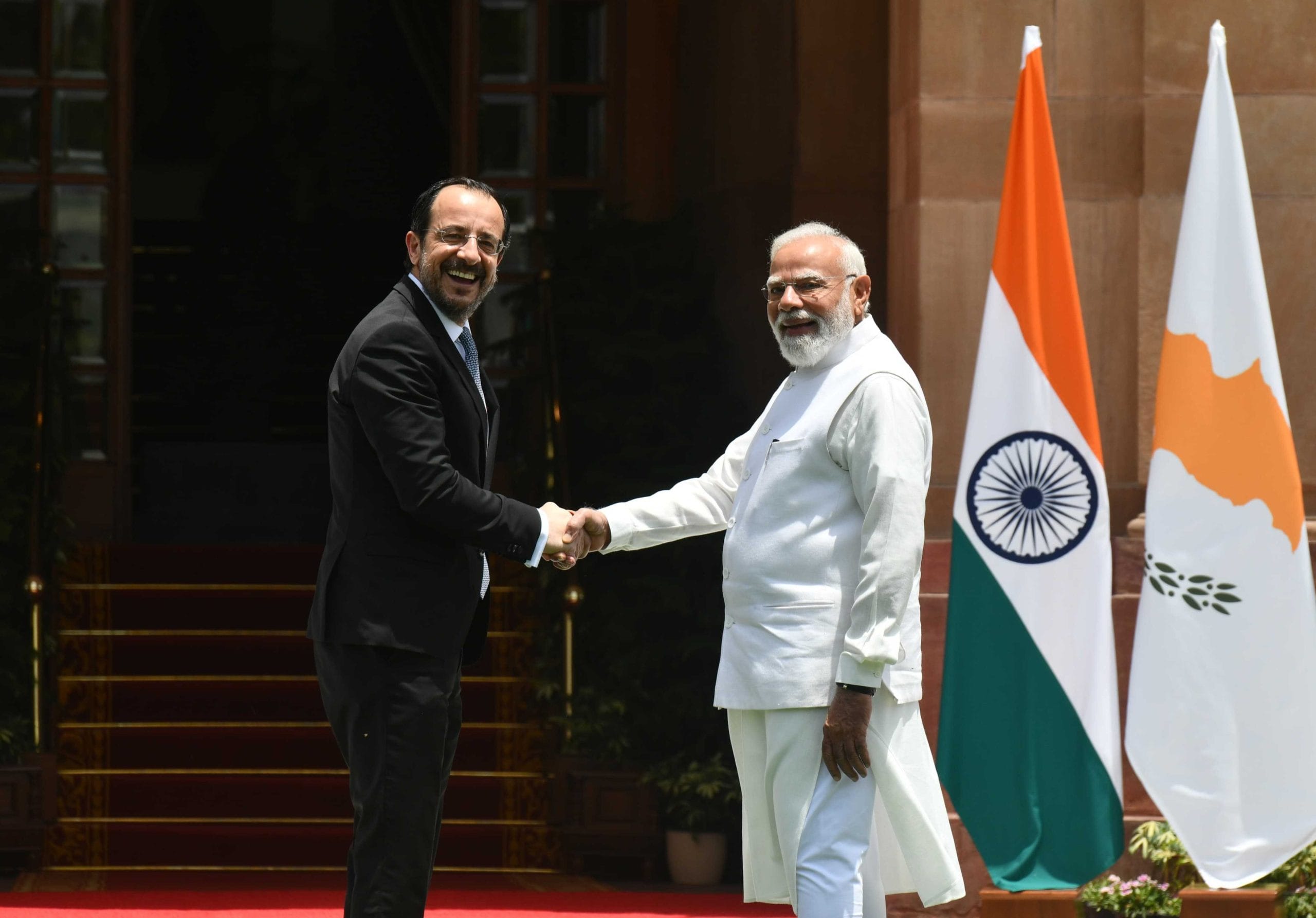 President of the Republic of Cyprus, Nikos Christodoulides, with PM Narendra Modi ahead of their meeting at Hyderabad House in New Delhi on Friday, 22 May 2026. | Praveen Jain | ThePrint