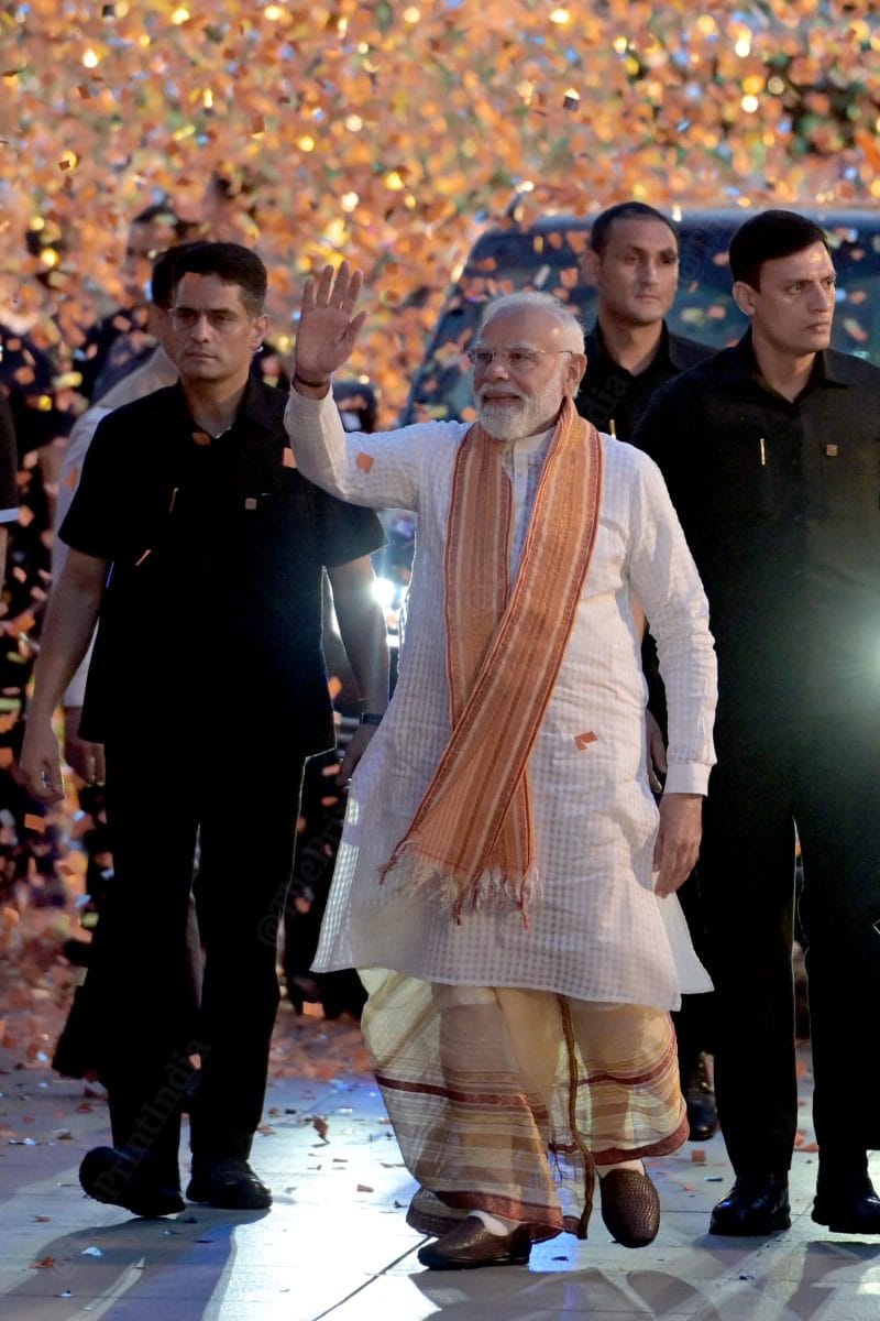 PM Modi arrives at BJP headquarters in Delhi wearing a traditional Bengali dhoti-panjabi | Suraj Singh Bisht | ThePrint