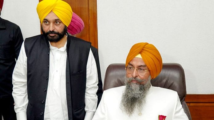 File photo | Punjab Chief Minister Bhagwant Mann with Kultar Singh Sandhwan. (ANI Photo)
