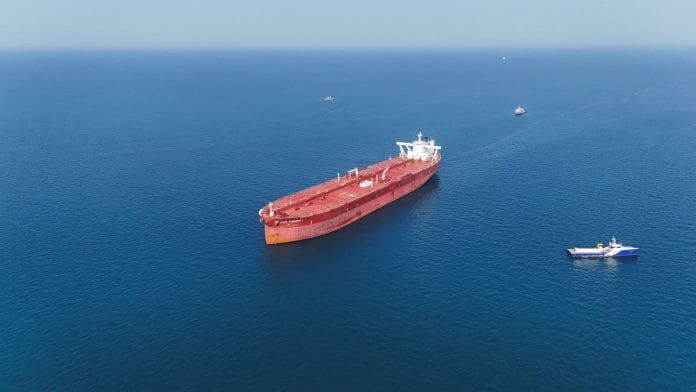 Representational Image | A drone view shows the Malta-flagged tanker Agios Fanourios I, an oil tanker that sailed through the Strait of Hormuz, arriving in Iraq’s territorial waters off Basra, Iraq, April 17, 2026. REUTERS/Mohammed Aty