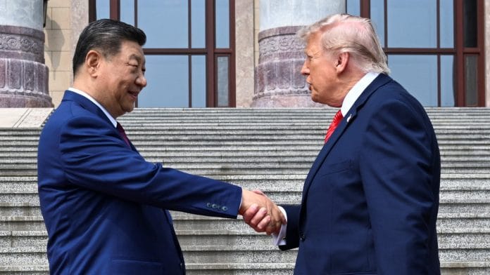 The scene as U.S. President Donald Trump participates in events at the Great Hall of the People and does a greeting with the President of the People’s Republic of China Xi Jinping May 14, 2026, in Beijing China during a trip focused on trade, regional security, and strengthening bilateral ties between the world’s two largest economies. | Kenny Holston/Pool via REUTERS