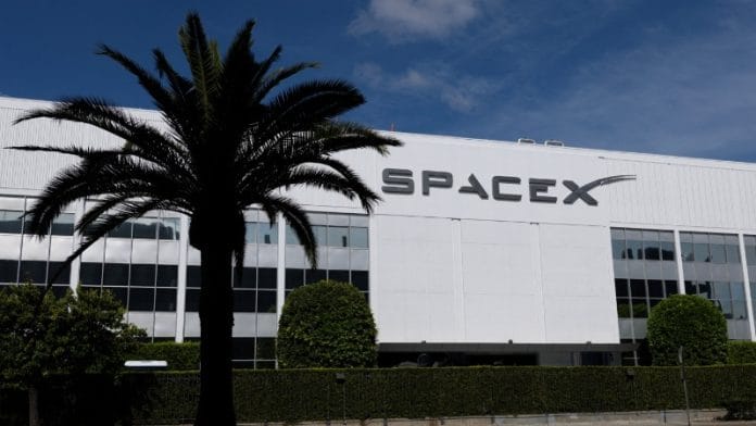 The SpaceX building, as the company prepares to file for an initial public offering (IPO), in Hawthorne California, U.S., April 23, 2026. | REUTERS/Mike Blake