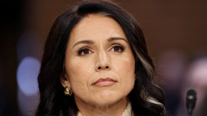 FILE PHOTO: Director of National Intelligence (DNI) Tulsi Gabbard testifies before a Senate Intelligence Committee hearing on Capitol Hill in Washington, D.C., U.S., March 18, 2026. | REUTERS/Kevin Lamarque/File Photo