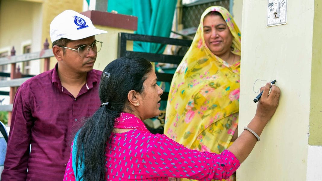 Government employees conduct a door-to-door survey for Census 2027, in Bikaner on 21 May 2026. | ANI Photo