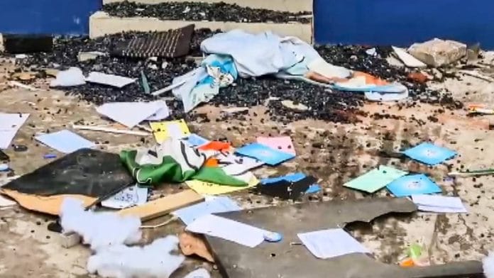 Wreckage is seen at the TMC office in Asansol following declaration of West Bengal assembly election results | Photo: PTI