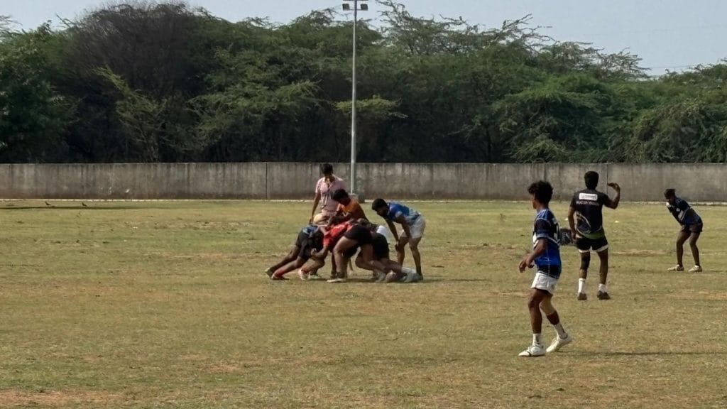 A tackle on uneven ground can lead to severe injuries for the training athletes. Vitasta Kaul | ThePrint