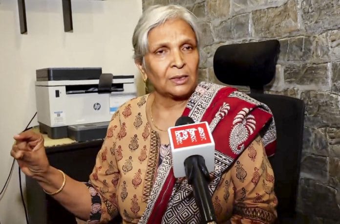 Representational Image | Giribala Singh, retired judge and mother-in-law of Twisha Sharma, a 33-year-old woman who was found hanging at her marital home in the Katara Hills area last week, speaks to the media, in Bhopal, Tuesday, May 19, 2026. The suspicious death of Twisha Sharma has taken a critical turn as a Bhopal court has rejected the anticipatory bail plea of her absconding lawyer-husband, Samarth Singh. (PTI Photo)