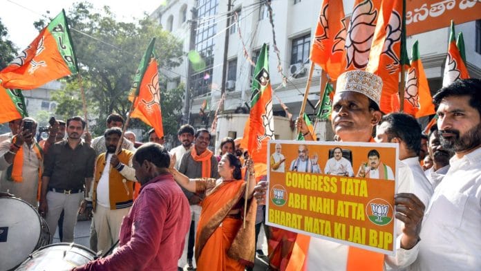Representational | Telangana BJP workers celebrating NDA's Bihar win, in Hyderabad, on 14 November 2025 | ANI