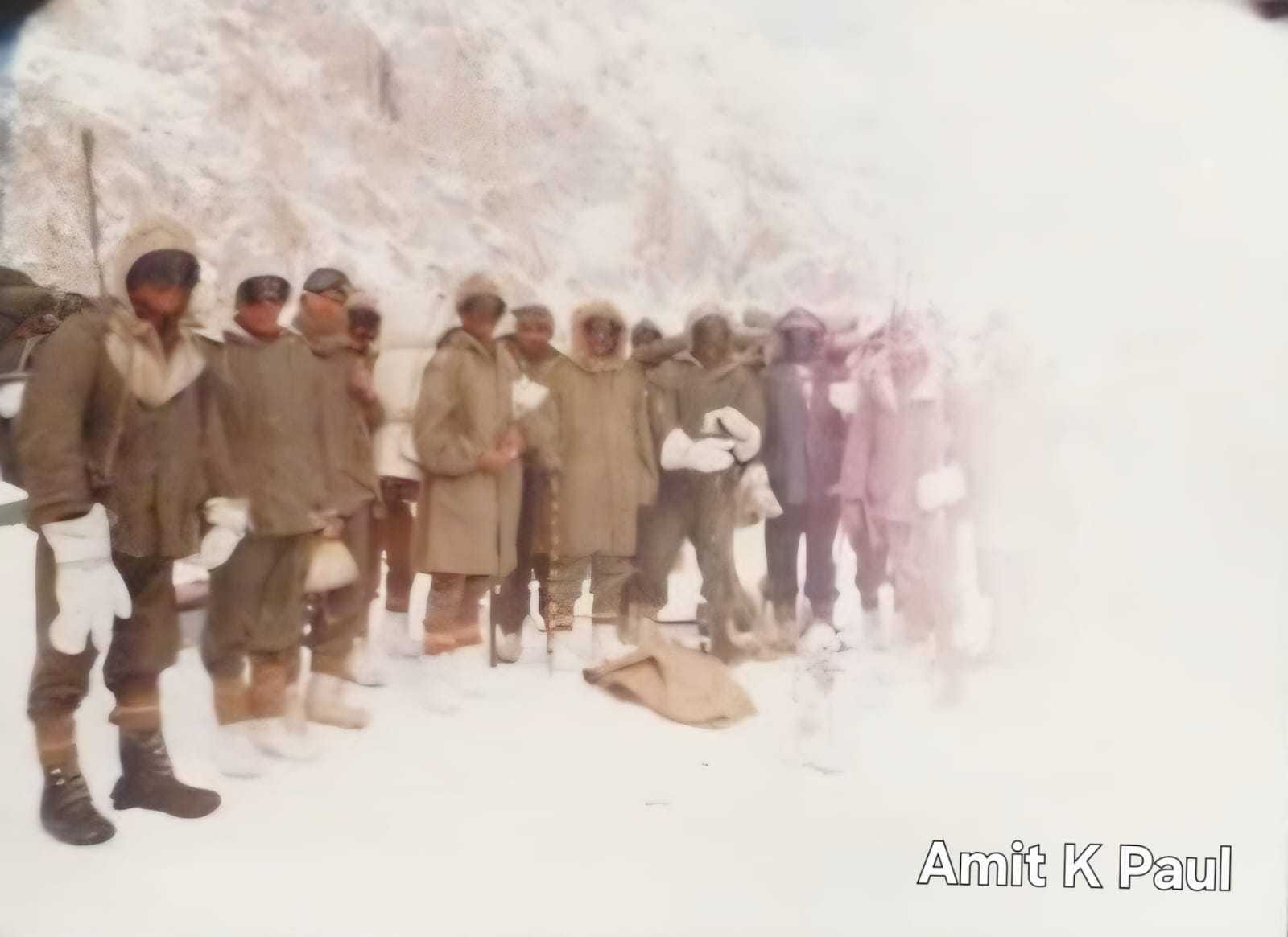 2/Lt Anant Bhuyan with the flag and Col Khanna with the stick. Before leaving for 5705
