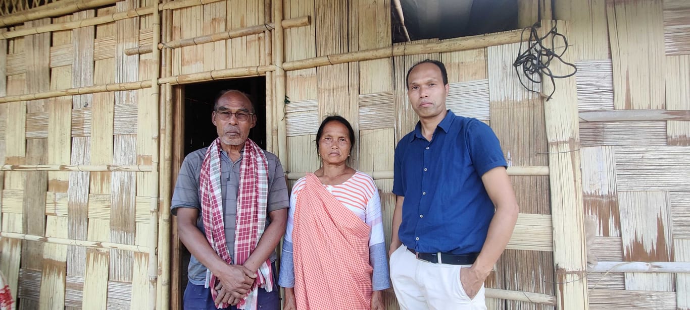 Gloris Kropi with her husband and son | Stela Dey, ThePrint
