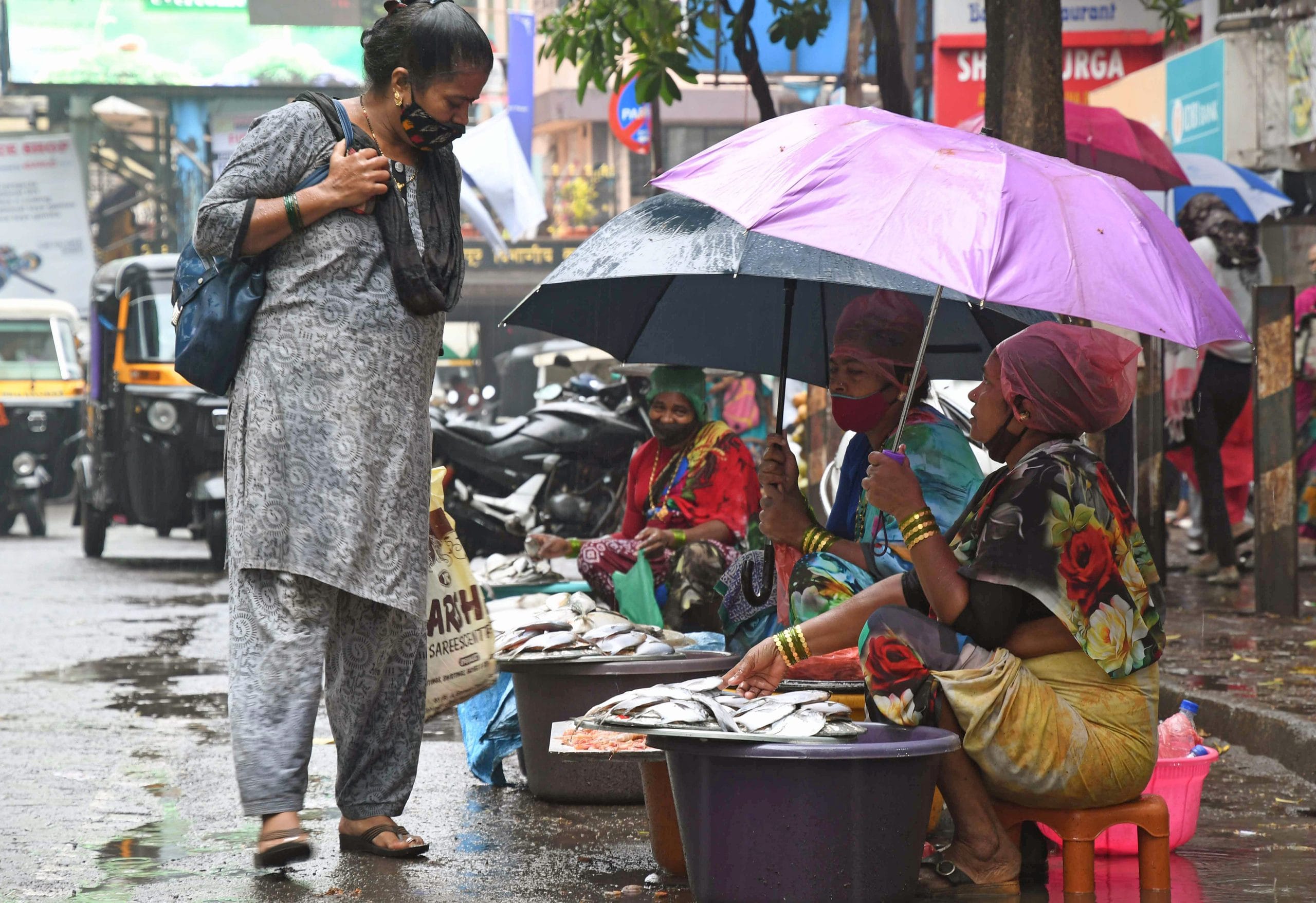 Vendors sell fish on a rainy day in Mumbai | Photo: ANI File