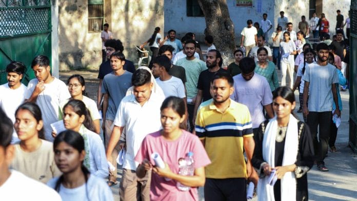Aspirants leave an examination centre after appearing for NEET 2026 on 3 May | ANI