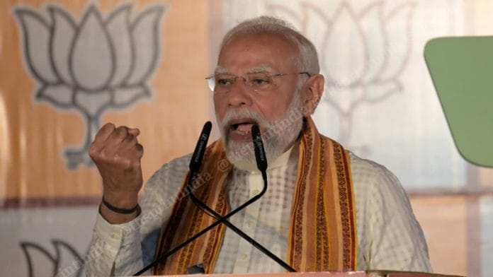 PM Narendra Modi at BJP HQ in New Delhi after the party's victory in West Bengal and Assam on 4 May 2026 | Suraj Singh Bisht/ThePrint