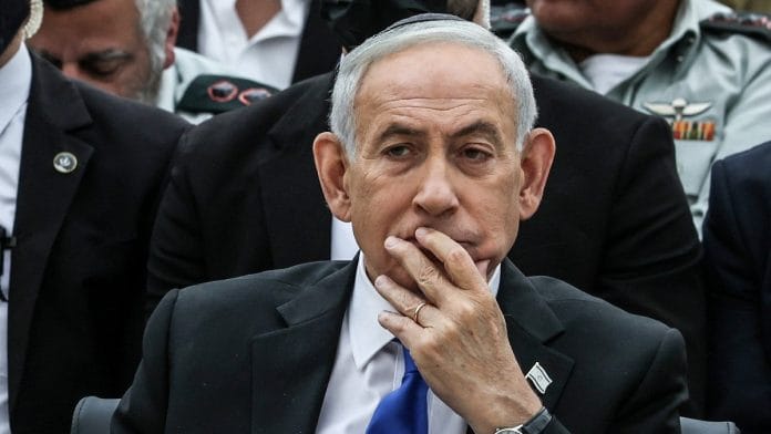 FILE PHOTO | Israel’s PM Benjamin Netanyahu attends ceremony commemorating Yom HaZikaron at the Military Cemetery on Mount Herzl in Jerusalem on 21 April 2026 | Ilia Yefimovich/Reuters