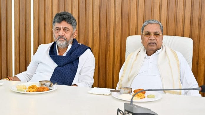In this image received on May 28, 2026, Karnataka Chief Minister Siddaramaiah and Deputy Chief Minister DK Shivakumar during a breakfast meeting at the Chief Minister's official residence, in Bengaluru. | PTI