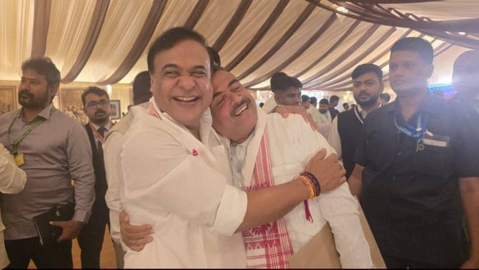 Assam CM Himanta Biswa Sarma with the newly appointed Chief Minister of West Bengal, Suvendu Adhikari, at the former's swearing-in ceremony in Guwahati on 12 May 2026 | Photo: @himantabiswa/X