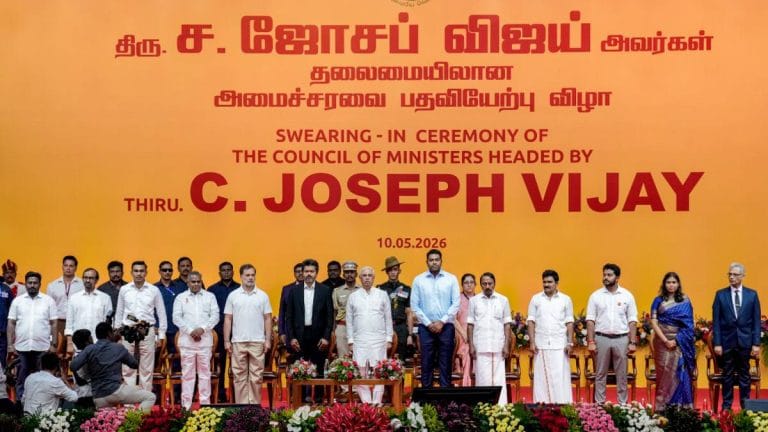 Tamil Nadu Vijay inducts Congress MLAs Rajesh Kumar, P Vishwanathan into his cabinet