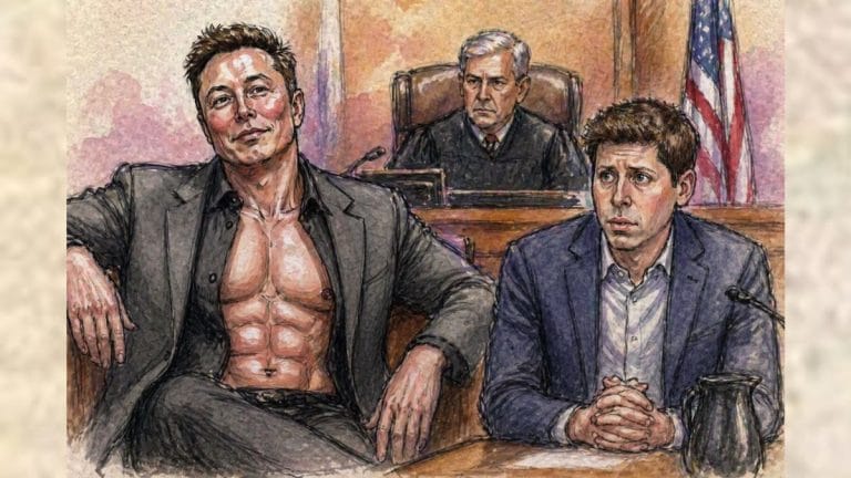 In Musk vs Altman court fight, an AI sketch shows the clear winner