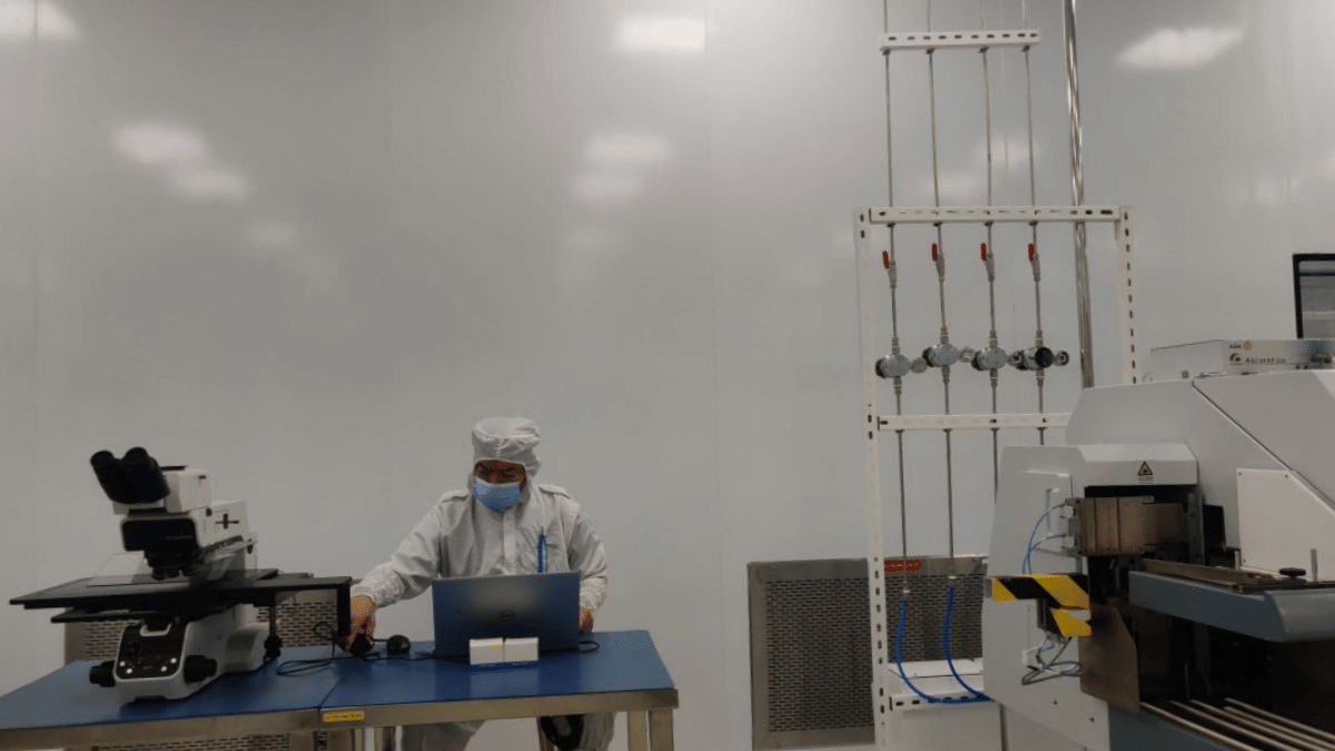 An operator in the wafer-sawing and die-attaching area. | Vrinda Tulsian/ThePrint