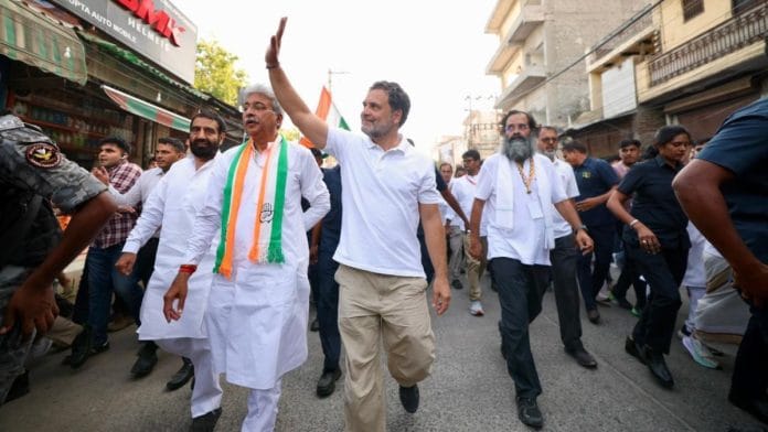 Rahul Gandhi at Brijendra Singh's sadbhav yatra in Gurugram | Sushil Manav | ThePrint