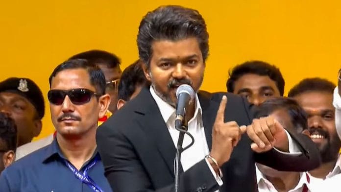 Tamil Nadu Chief Minister C. Joseph Vijay during his swearing-in ceremony, in Chennai | Photo: PTI