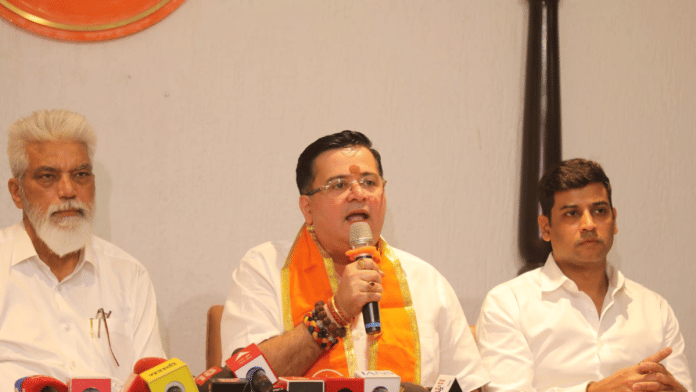 Former MP Anand Paranjape speaks to the media after joining the Shiv Sena on Thursday | X/@Shivsenaofc