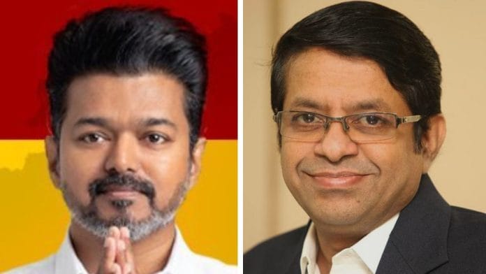 Tamil Nadu CM Vijay and his astrologer Radhan Pandit Vettrivel | Instagram/X