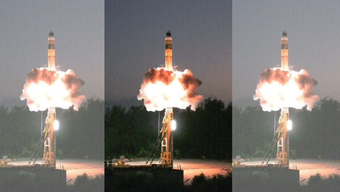 Advanced Agni missile with MIRV system was successfully tested from Dr. APJ Abdul Kalam Island, Odisha | Photo: DRDO/X
