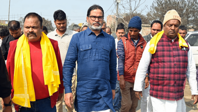 Jan Suraaj Party Chief Prashant Kishor during 'Bihar Navnirman Yatra', in East Champaran on Tuesday. (ANI Photo)