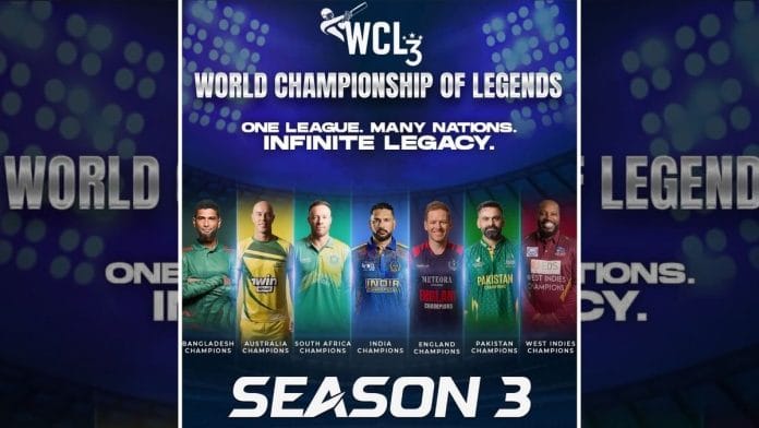 India Champions, Pakistan Champions, England Champions, Australia Champions, South Africa Champions, West Indies Champions, and Bangladesh Champions will battle in the World Championship of Legends (WCL) Season 3 | Source: worldchampionshipoflegends, Instagram