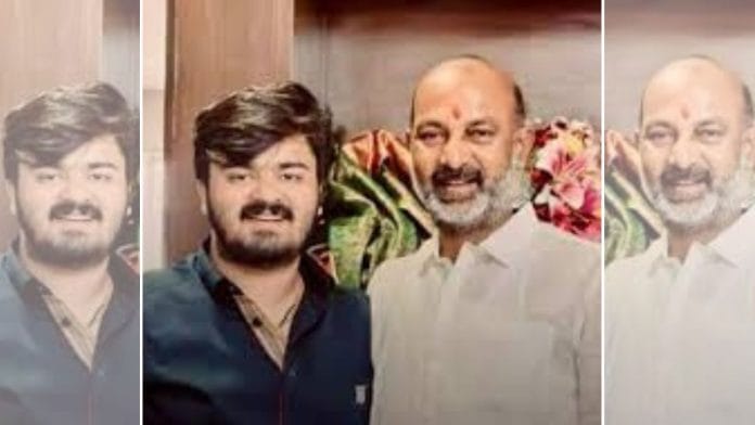 File photo of Union MoS Bandi Sanjay with his son | Source: X