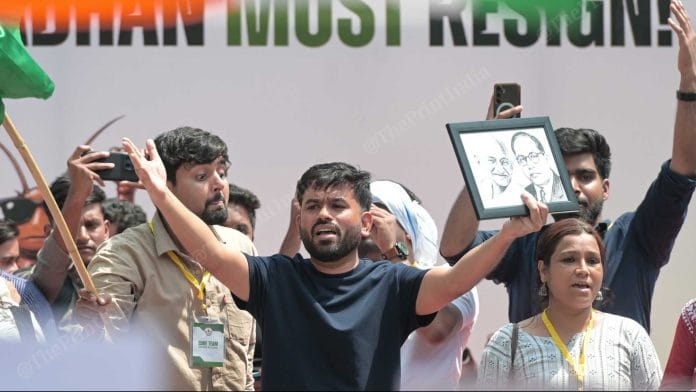 Abhijeet Dipke at Jantar Mantar sit-in protest | Suraj Singh Bisht | ThePrint