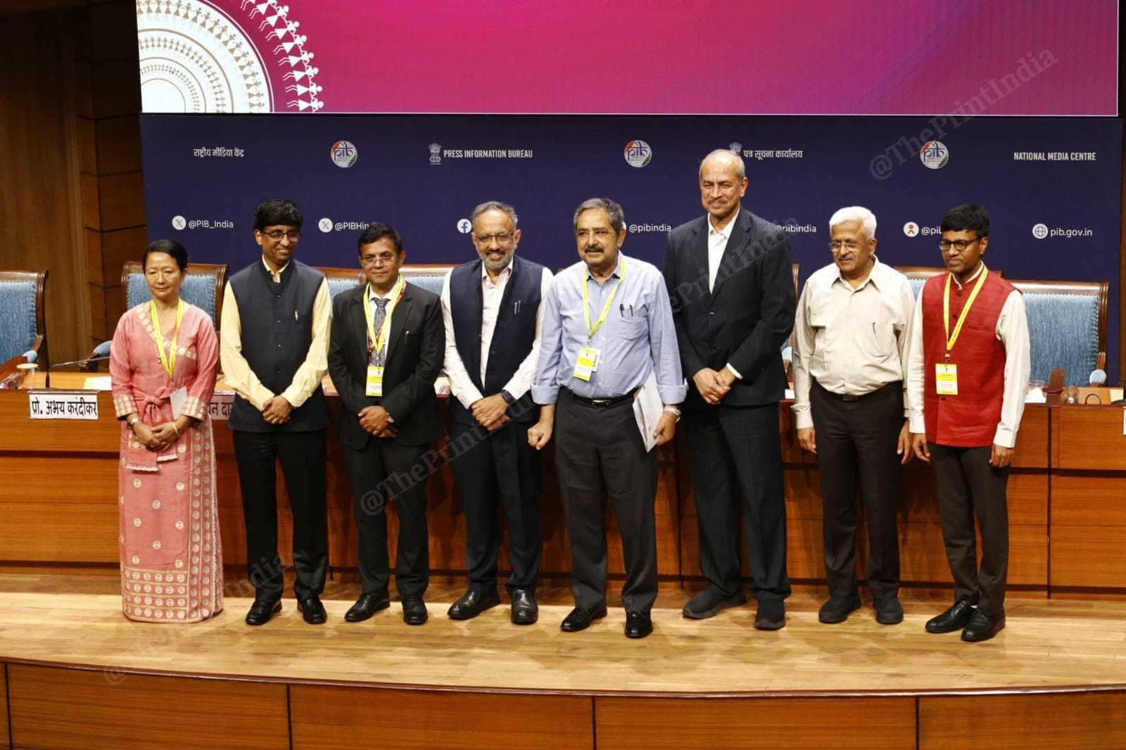 Ashok Kumar Lahiri, Vice Chairman of NITI Aayog, along with other senior members of the federal think tank, including Rajiv Gauba, addresses the media after the 11th Governing Council meeting in New Delhi on 11 June | Praveen Jain