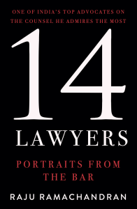 Cover of '14 Lawyers' by Raju Ramachandran, featuring the text in white and red over a black backdrop.