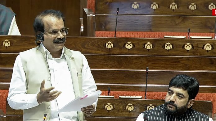 New Delhi, Dec 08 (ANI): MoS George Kurian speaks in the Rajya Sabha during the Winter Session of the Parliament, in New Delhi on Monday. (Sansad TV/ANI Video Grab)