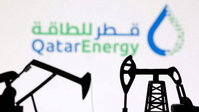 FILE PHOTO: 3D-printed oil pump jacks and the QatarEnergy logo appear in this illustration created on March 2, 2026. REUTERS/Dado Ruvic/Illustration/File Photo/File Photo