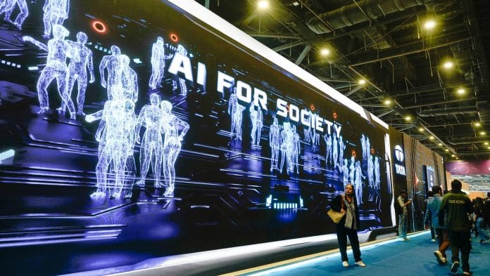 Attendees at the AI Impact Summit in New Delhi, India, on Friday, Feb. 20, 2026. India kicked off one of the worlds largest artificial intelligence summits this week as Prime Minister Narendra Modi seeks to make the country an AI hub amid intense competition to develop frontier models. | Bloomberg