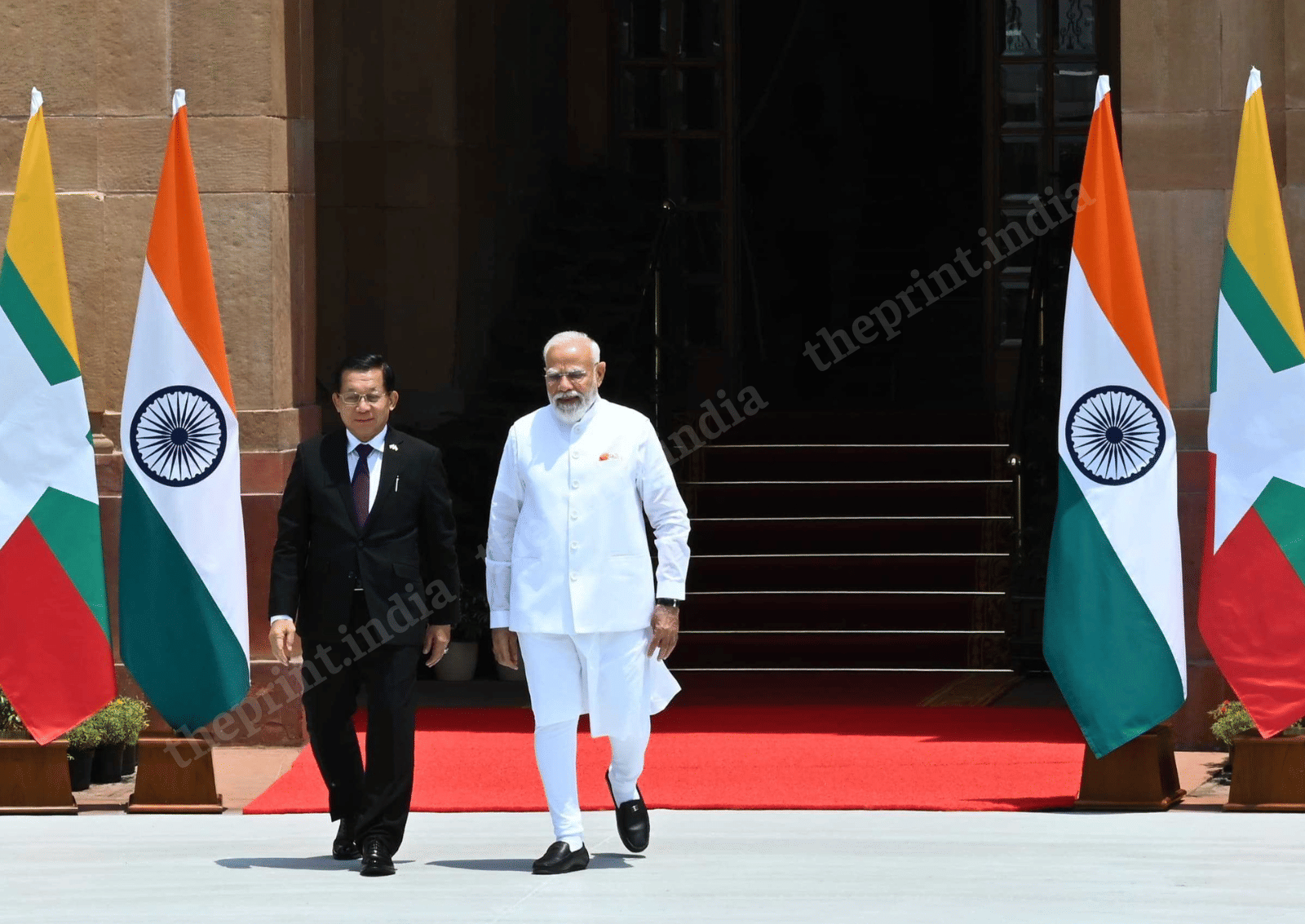 PM Narendra Modi with Myanmar President U Min Aung Hlaing at Hyderabad House in New Delhi on 1 June 2026 | ThePrint Photos