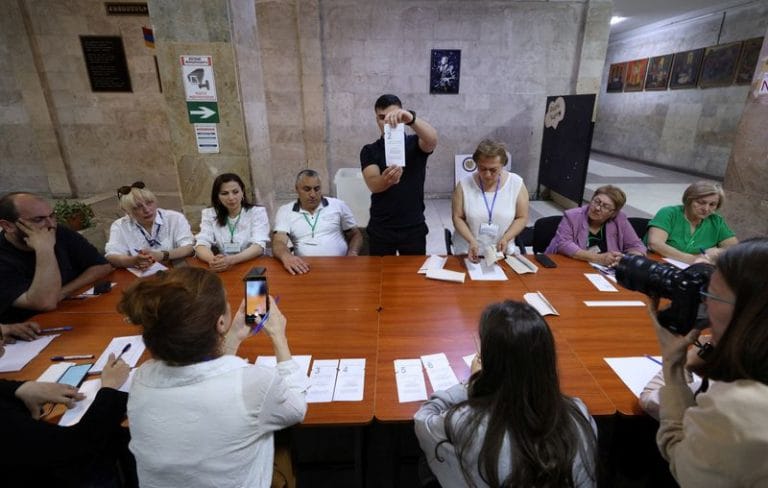 Armenia’s ruling party leads parliamentary vote with 57% in early results