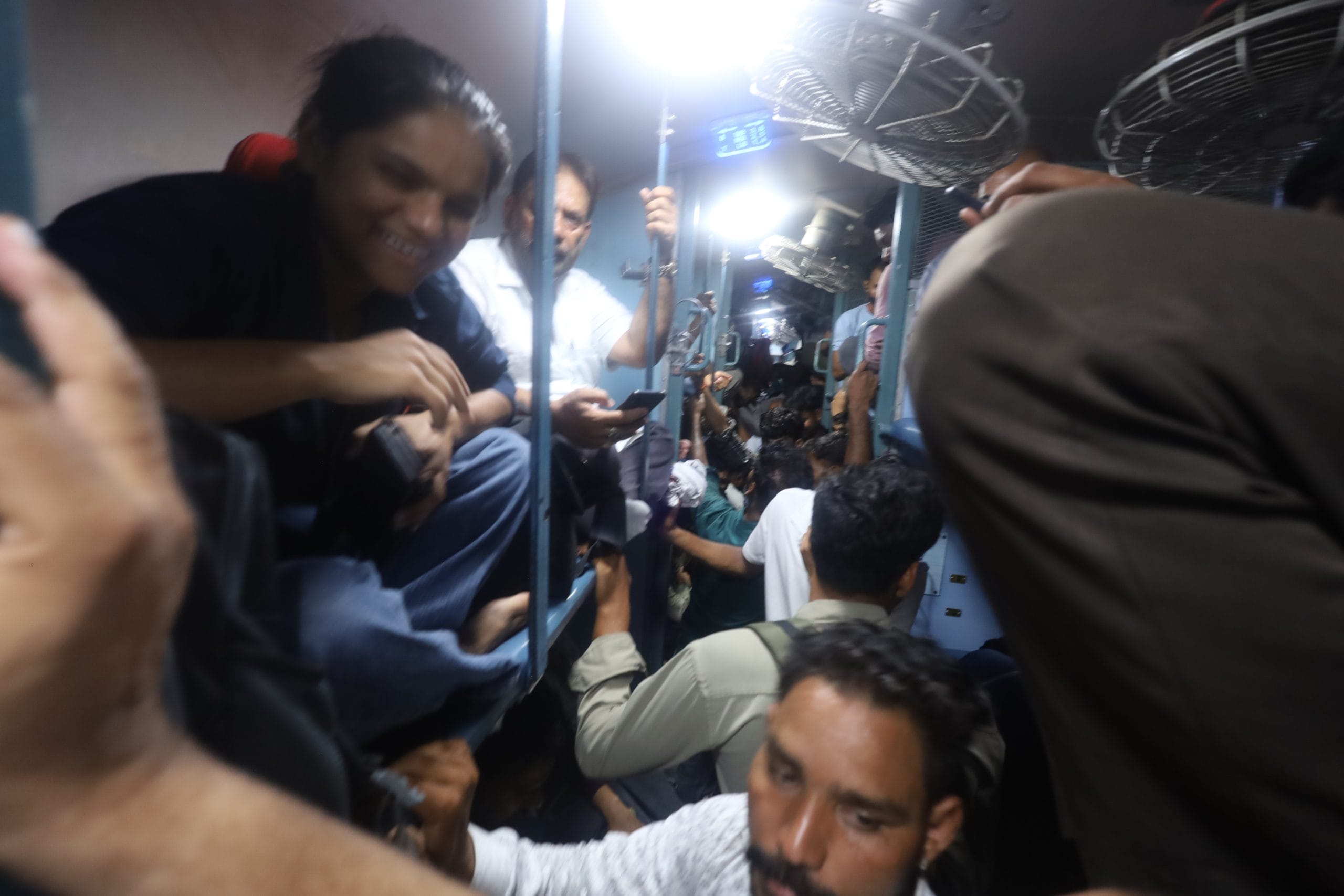 There's barely space to breathe in the train from Meerut to Muzaffarnagar. | Manisha Mondal | ThePrint