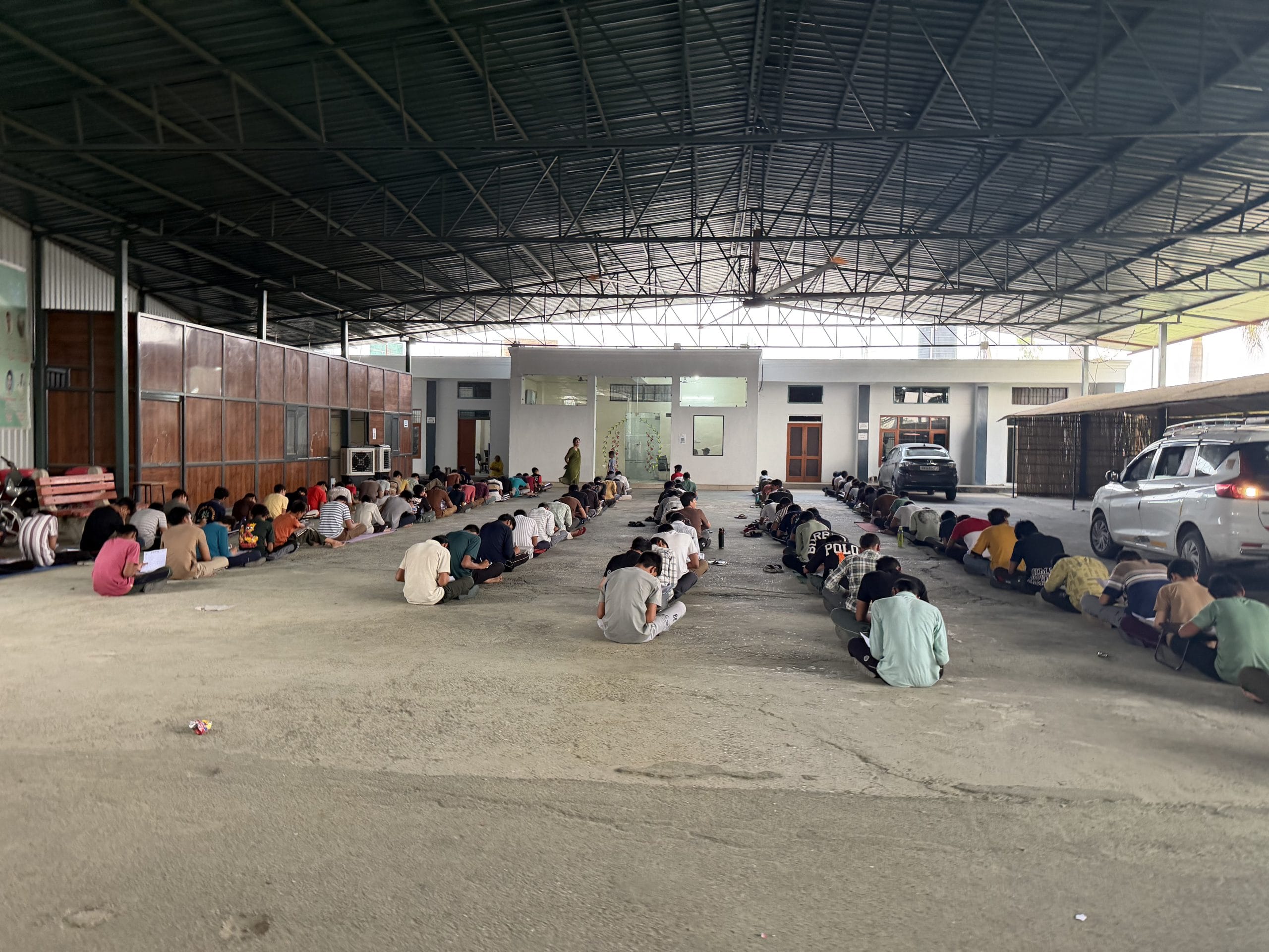 Students during their self-study session. This area is also used for morning yoga. | Nootan Sharma | ThePrint